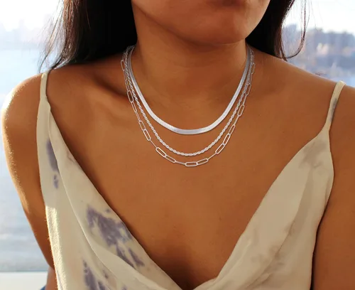 Miniatura 4 de CHESKY Collar de cadena de serpiente chapada en oro de 14 quilates, collar de espiga de oro, gargantilla de oro para mujeres y niñas, regalos