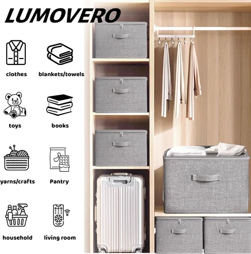 Miniatura 4 de Contenedores de almacenamiento plegables para organización del hogar, cajas organizadoras plegables de tela impermeable [3 unidades], 15.75 x 11.81