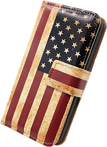 Miniatura 8 de Bcov Funda tipo cartera para Galaxy A10e, con diseño de bandera americana retro con tapa para Samsung Galaxy A10e Retro American Flag