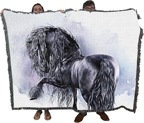 Miniatura 21 de Pure Country Weavers Manta con diseño de hermosas rubias de Robert Duncan, regalo para los amantes de los caballos, manta occidental tejida