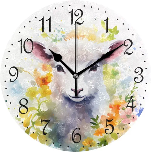 Miniatura 14 de ALAZA Reloj de pared de vaca de granja de 10 pulgadas, funciona con pilas, silencioso, sin tictac, decoración del hogar para cocina, sala de estar