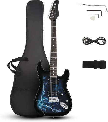 Ktaxon - Guitarra eléctrica de 39 pulgadas, kit de guitarra de cuerpo sólido de tamaño completo con pastillas H-H de 6 cuerdas para principiantes,