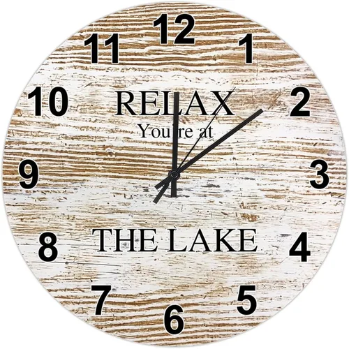 Miniatura 39 de UFunhome Reloj de pared de granja Lake Relax You're at The Lake Silent Non-Ticking Vintage Country reloj de grano de madera a pilas para el hogar