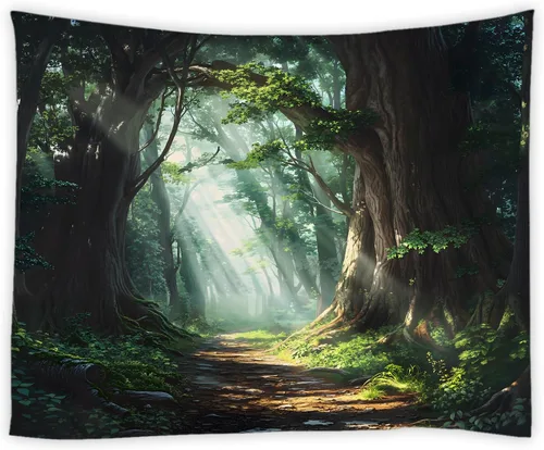 Miniatura 4 de Tapiz para estantería de gato, biblioteca mágica de fantasía, plantas florales bohemias, hippie para colgar en la pared, decoración artística