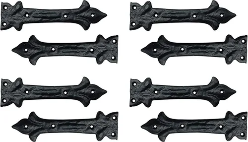 Adonai Hardware Adonijah - Correa de hierro fundido antiguo con bisagra en T (6 x 2 unidades, negro mate) para puertas de granero, puertas,