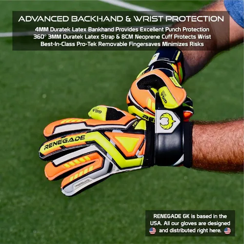 Miniatura 5 de Renegade GK Fury - Guantes de portero de alto rendimiento, protección antimicrobiana (tallas 6-11, 7 estilos, nivel 4), protectores de dedo Pro-Tek
