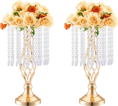 Miniatura 13 de VEVOR Centro de Mesa de Boda de Metal Dorado, Candelabro, 20 Piezas 58cm/22.83