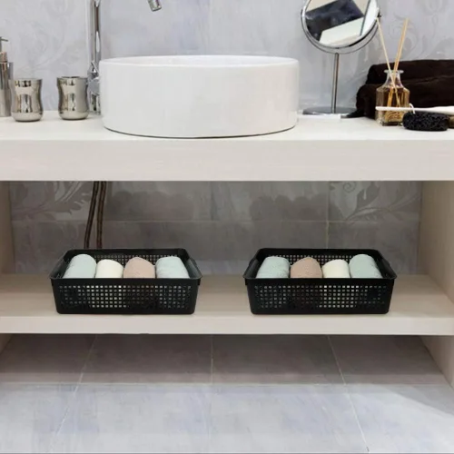 Miniatura 7 de Paquete de 6 cestas de almacenamiento de papel de plástico, cesta de almacenamiento A4 negra