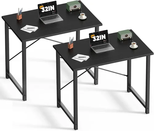 Miniatura 11 de DUMOS Escritorio pequeño para computadora de 31 pulgadas para oficina en casa, escritorios de juegos para dormitorio, mesa de trabajo de estudio