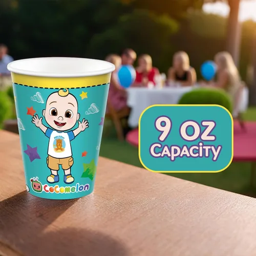 Miniatura 4 de amscan Vasos de papel para fiesta de Cocomelon verde, 9 onzas, paquete de 8