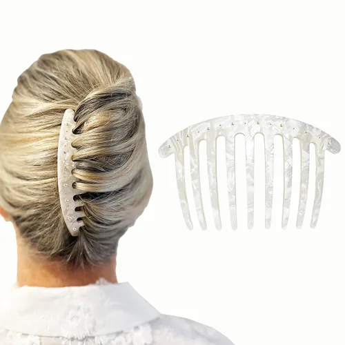 Miniatura 25 de Camila Paris CP3186 Peine lateral francés hecho a mano redondeado, ónix, peines de pelo con torsión francesa, decorativas, pinzas de sujeción fuerte