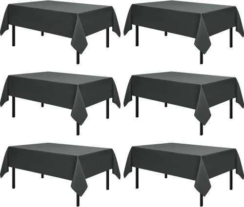 Miniatura 47 de Romanstile Mantel rectangular de poliéster, paquete de 2 manteles rectangulares de 60 x 84 pulgadas, resistentes a las manchas y a las arrugas, Negro