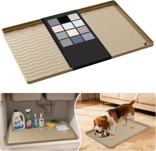 Miniatura 103 de URMONA Tapete de silicona impermeable para debajo del fregadero, 34 x 22 pulgadas, forro para estante de cocina y baño, protector de gabinetes