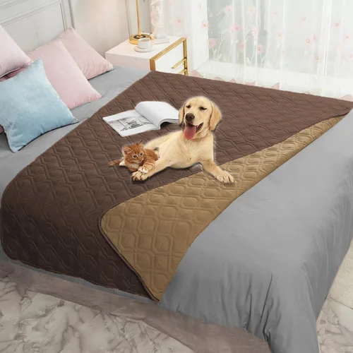 Miniatura 68 de Ameritex Funda Impermeable para Cama de Perro Manta para Mascotas para Muebles Cama Sillón Sofá Reversible Azul marino+azul piedra