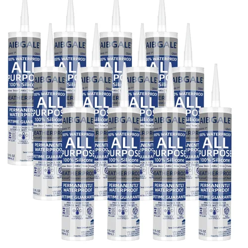 Miniatura 6 de Sellador de silicona gris, masilla de silicona multiusos 100% impermeable, silicona adhesiva para calafateo para ventanas de interiores