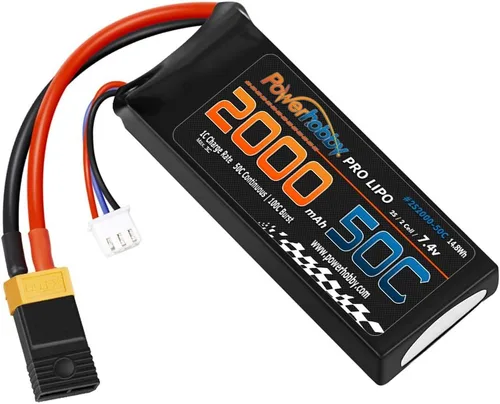 Miniatura 4 de Powerhobby 2s 7.4v 2000mah 50c Lipo Batería w XT60 Plug + Adaptador (2) Compatible con: Traxxas 1/16 E-Revo Slash Rally Summit