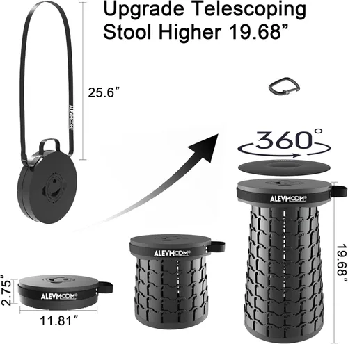 Miniatura 4 de ALEVMOOM Taburete plegable XXL mejorado de 19.7 pulgadas con cojín, taburete telescópico portátil, capacidad de 1000 libras, silla plegable
