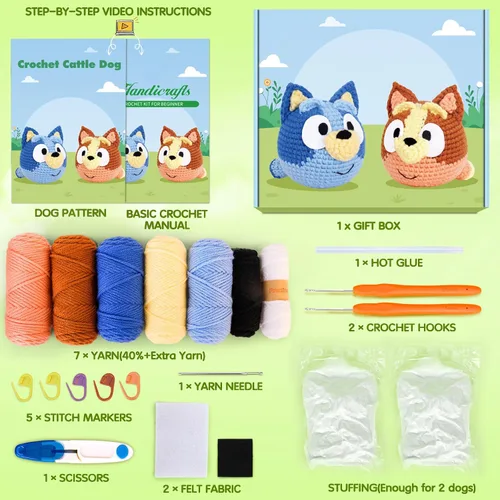 Miniatura 3 de Acehochen Kit de ganchillo para principiantes, kit de ganchillo para principiantes para adultos con tutoriales en video paso a paso, kits