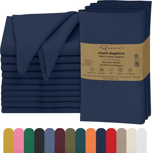 Miniatura 60 de Ruvanti - Servilletas de tela, paquete de 6, 45x45 centímetros, 100% algodón, lavables, suaves y absorbentes, perfectas para bodas, cenas de Belleza