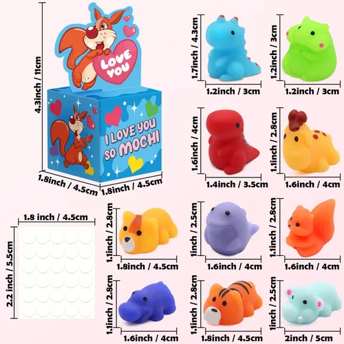Miniatura 5 de SURCVIO Paquete de 28 regalos para el día de San Valentín para niños, juego de recuerdos de fiesta Mochi Squishies con cajas de tarjetas