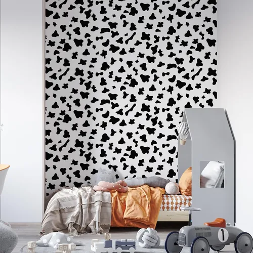 Miniatura 6 de Papel de contacto con puntos blancos y negros, papel tapiz con diseño de vaca para despegar y pegar, autoadhesivo, lindo papel de pared extraíble