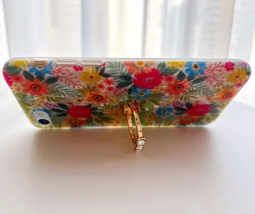 Miniatura 4 de Qokey Funda con flores para iPhone SE 3ª y 2ª generación, para fundas iPhone 7/8 de 4.7 pulgadas, carcasa transparente con patrón floral de cristal