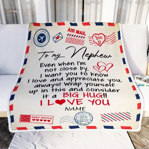 Miniatura 2 de Manta personalizada con texto en inglés «To My Nephew from Aunt Uncle Auntie I Love You Hugs» (texto en inglés) con texto en inglés «To My Nephew»