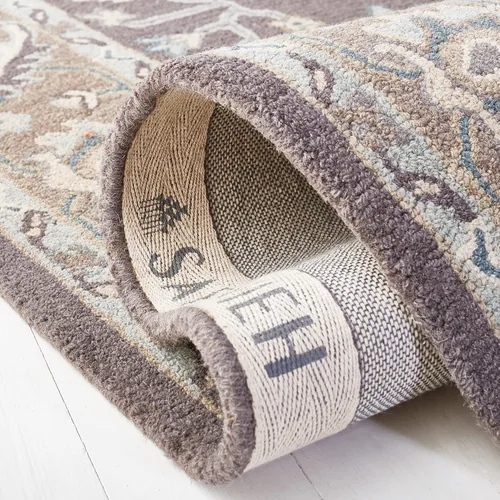 Miniatura 5 de SAFAVIEH Blossom Collection - Alfombra decorativa, 2 x 3 pies, gris oscuro y marrón claro, lana hecha a mano, ideal para zonas de alto tráfico