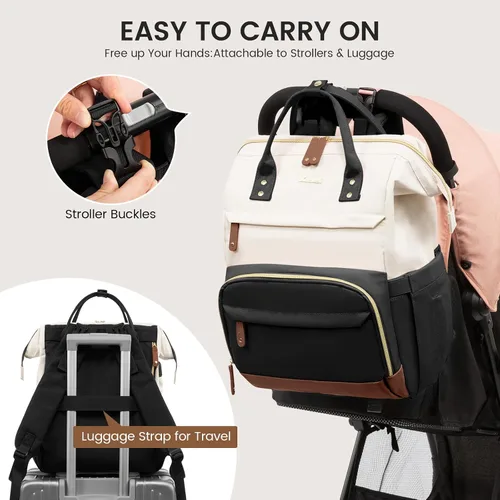 Miniatura 4 de LOVEVOOK Mochila para Pañales, Bolsa de Bebé con Estación de Cambio, Mochila Grande para Pañales para Mamá y Papás, Bolsa Impermeable para Mamá