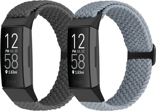 Miniatura 6 de Correas elásticas trenzadas ajustables compatibles con Fitbit Charge 3 y Fitbit Charge 4 bandas para hombres y mujeres, correas deportivas de tela
