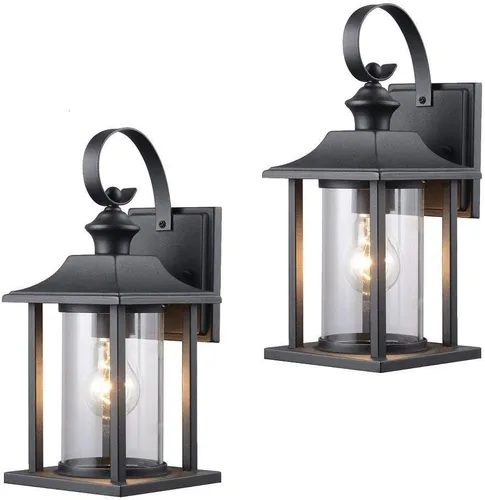 73478 - Farol de iluminación exterior negro para patio o porche con cristal transparente