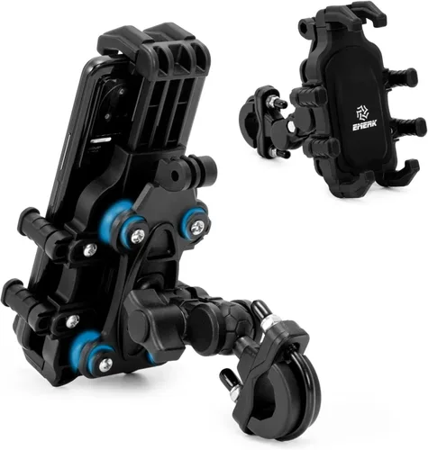 EMERK Soporte para Teléfono de Motocicleta - [Amortiguador de Vibración Dual] [Anti-Vibración Anti-Robo] Soporte para Teléfono de Bicicleta, Cuna