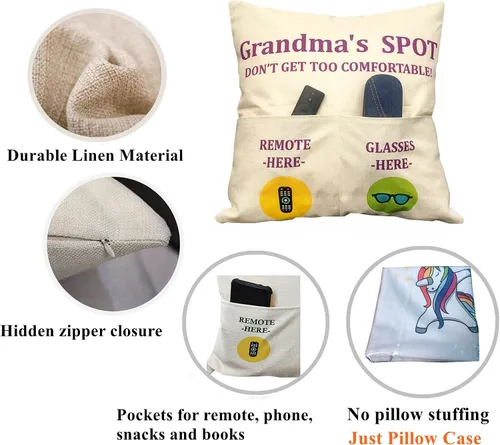 Miniatura 6 de ZUYUROU Regalos para Tía, Fundas de Cojín Decorativo de 2 Bolsillos "Auntie's Spot" de 18x18 Pulgadas + Cuchara Grabada, Regalos para el Día