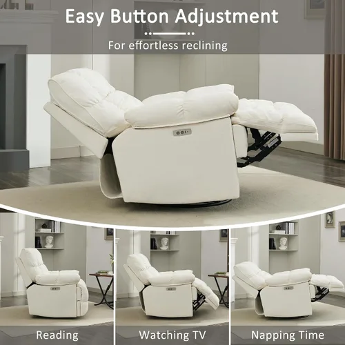 Miniatura 3 de Silla reclinable mecedora extra grande, sillón reclinable con giro eléctrico para sala de estar, reclinables mecedores acolchados extra anchos