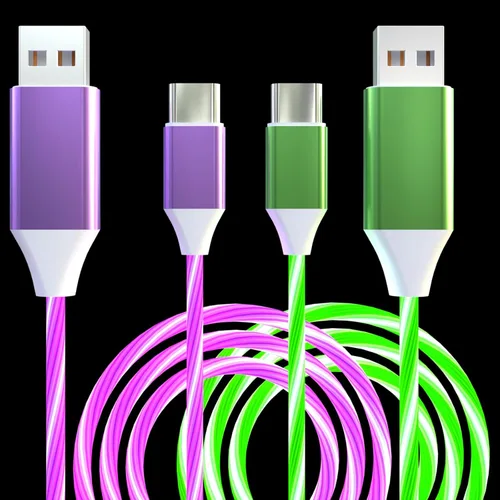 Miniatura 12 de Paquete de 2 cables de carga LED USB C, cable de carga tipo C, cargador USB C rápido compatible con Samsung Galaxy S21 S20 S10 S9 S8 Note 20, LG V30