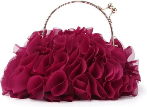Lanpet Bolsos de mano florales para mujer, bolso de noche de flores de satén, bolsos de fiesta de graduación