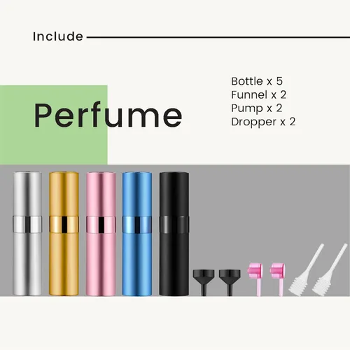 Miniatura 6 de 5 unidades/0.3 fl oz perfume de viaje recargable, atomizador de perfume portátil recargable, botella de spray vacía de tamaño mini para hombres