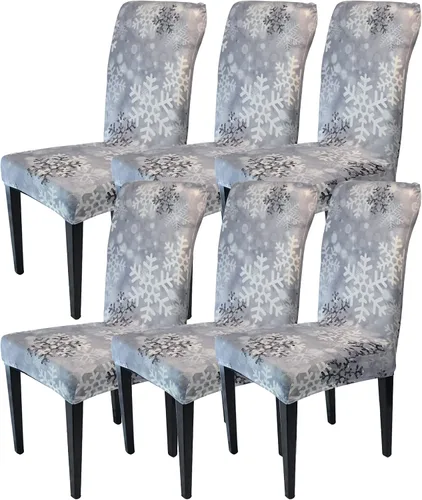 Miniatura 8 de Juego de 6 fundas para sillas de Año Nuevo, fundas protectoras para sillas de comedor de Navidad, decoración protectora de Año Nuevo, extraíbles