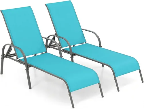 Miniatura 15 de Tangkula Sillón para exteriores, tumbona de patio con respaldo ajustable, sillón reclinable para piscina exterior con marco de acero resistente
