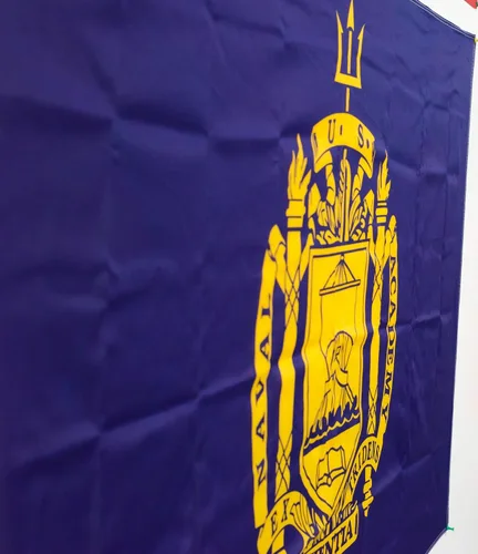 Miniatura 2 de MWS Bandera de nailon de poliéster de 3 x 5 pies de la Academia Naval Ex Tridens Scientia, con ojales de doble costura para interiores y exteriores