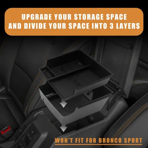 Miniatura 4 de TripleAliners Organizador de consola central Compatible con Ford Bronco 2021-2024 (No para Sport) Accesorios Bronco Caja de almacenamiento
