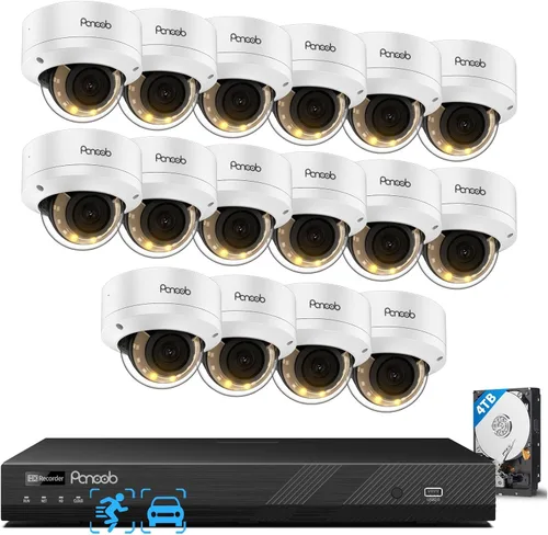 Miniatura 10 de Sistema de cámara de seguridad de 32 canales, 20 cámaras domo IP PoE con cable de 5 MP con cable IK10 a prueba de vandalismo para exteriores