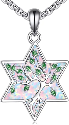 Miniatura 92 de ONEFINITY Collar de plata de ley 925 con diseño de árbol de la vida con colgante de nudo celta de concha de abulón para mujer