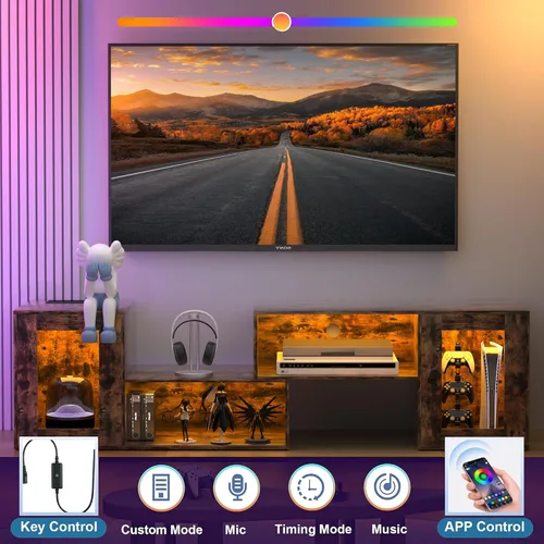 Miniatura 4 de VECELO Soporte de TV LED para televisores de hasta 70 pulgadas, moderno centro de entretenimiento con almacenamiento, consola multimedia con 23