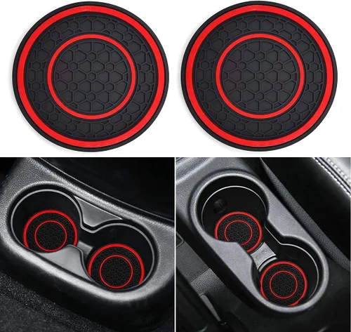 Miniatura 10 de Auprite Portavasos para automóvil, paquete de 2 posavasos universales antideslizantes para automóvil, accesorios para el interior del automóvil Negro