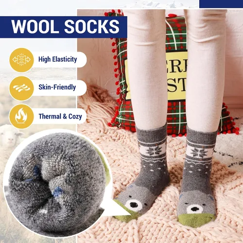 Miniatura 75 de Eocom 6 pares de calcetines de invierno cálidos de lana para niños y niñas