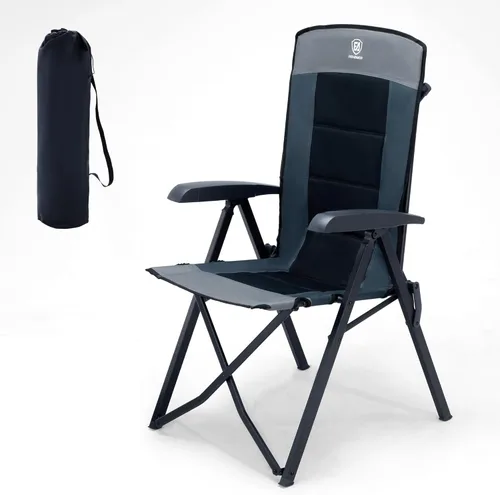 Miniatura 11 de EVER ADVANCED Juego de 2 sillas de camping de lujo para adultos, resistentes con respaldo alto, silla de jardín plegable de gran tamaño, cómodas