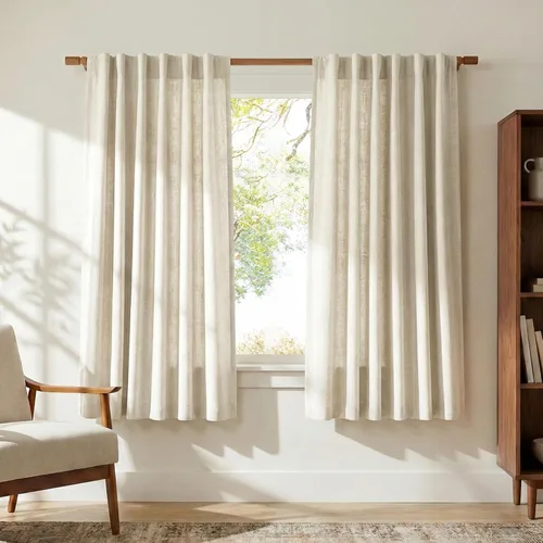Miniatura 103 de NICETOWN Cortinas de lino grueso para dormitorio, privacidad añadida, bolsillo para barra y pestaña trasera, no se transparentan, mezcla de lino