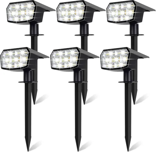 Miniatura 10 de Sucolite Paquete de 8 Luces Solares Tipo Foco para Exteriores Impermeables IP65, 3 Modos de Iluminación Focos Solares para Paisajismo 2-en-1