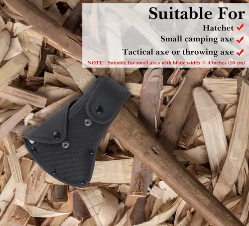 Miniatura 4 de Linkidea Funda de nailon para hacha de 4 pulgadas, funda protectora de hacha de doble broche para acampar y herramientas de supervivencia al aire